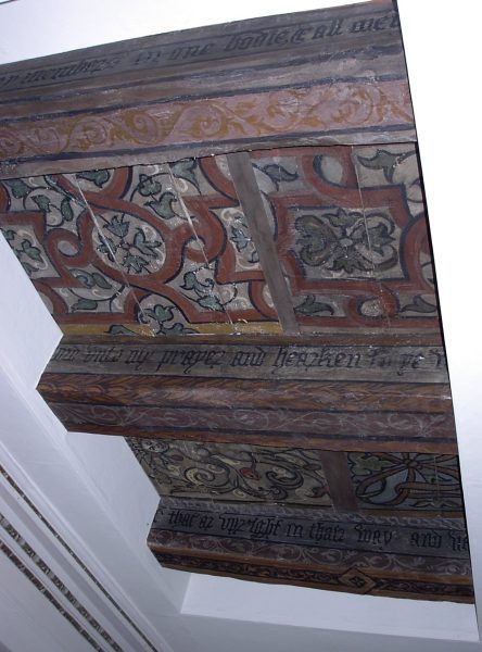 a section of 17th century painted ceiling
